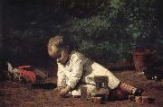 Thomas Eakins The Baby play on the floor USA oil painting artist